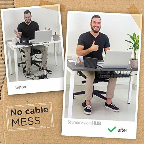 Before and after cable management with Scandinavian HUB.