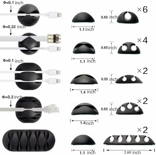 OHill 16-Pack Black Cord Organizer