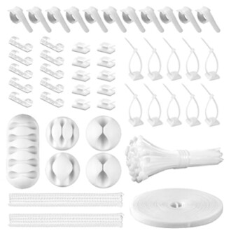 White Cable Management Organizer Kit