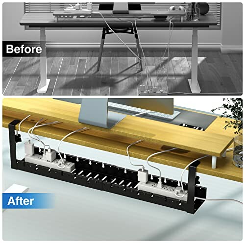 No Drilling Extendable Under Desk Cable Tray