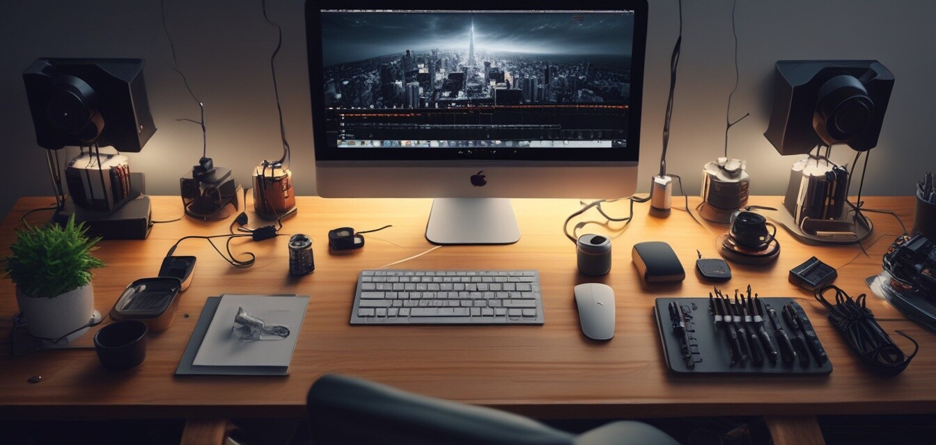 Well-organized desk setup with cable management