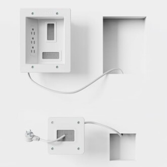 Recessed power outlet with USB ports and cable management