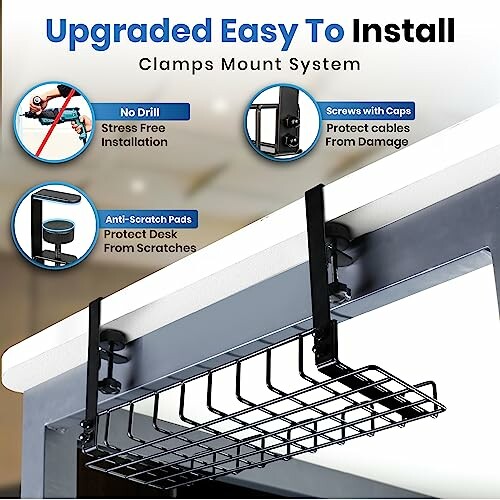 WTADAY Under Desk Cable Management Tray